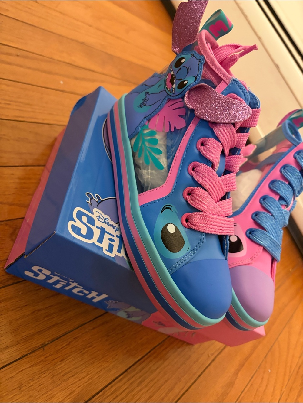 Disney Kids' Blue & Pink Stitch High-Top Sneakers